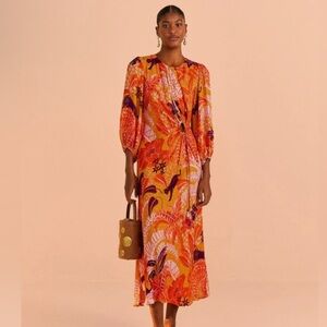 Beige Jungle Panther Lenzing™ Ecovero™ Viscose Midi Dress
